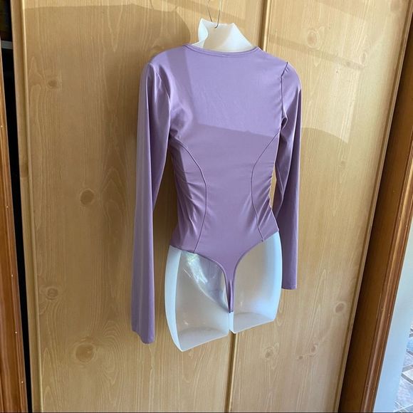 Free People • Plunging Neckline Thong Bodysuit in Lavender - Picture 8 of 11